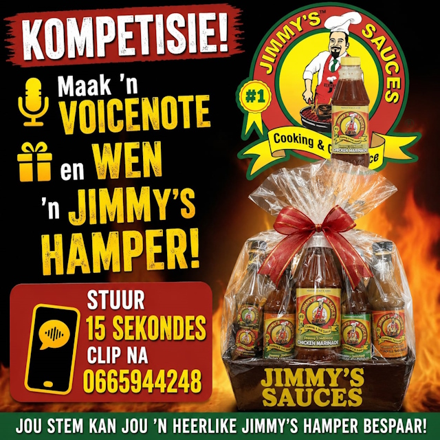 Jimmy's Sauces Kompetisie Mei 2026 Jimmy's Sauces Kompetisie Mei 2026